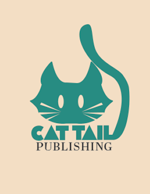 Vertical logo of a Cat with the text Cat Tail Publishing, with visual of a tail attached to the L. 